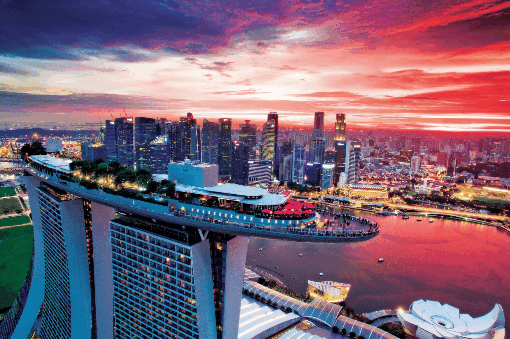 Breathtaking sunset over Marina Bay Sands and the Singapore skyline dining scene, featuring rooftop bar hotspots, rooftop restaurants with panoramic skyline views, and the glittering city skyline of downtown Singapore. Highlights include club lounge elegance, signature cocktails, and contemporary Asian cuisine at La Vi, refined Italian flavors at Lavo Italian Restaurant, and elevated drinks at a sky bar. Luxurious private dining rooms and lounge bar venues in the Marina Bay Financial Centre rank among the best rooftop restaurants and best rooftop bars in restaurants in Singapore, blending bar and restaurant concepts with modern Asian cuisine by Executive Chef Sam Chin. Perfect for a romantic restaurant date with breathtaking views, an exclusive wine chamber, alfresco balconies, and an unparalleled dining experience with views of Marina Bay. Guests enjoy world wines, vistas of the Ocean Financial Centre, and panoramic views across the Marina Bay area. The vibrant atmosphere suits weekday lunch, special dinner, or after work drinks, with freshest seafood, Maine lobster, and seasonal ingredients. From Sentosa Island to Outpost Hotel, Customs House, and Mount Faber Peak, rooftop dining under city lights offers stunning views, sweeping vistas, and amazing views. Whether at a restaurant with a view, Spago Bar, Artemis Grill, or Civic District gem, enjoy corporate events, dining experience perfection, impressive selection from an extensive wine list, Italian restaurant sophistication, European classics, and scenic views near Raffles Place, Collyer Quay, OUE Bayfront, and Marina Bay Financial. From cé la vi to sea level dining rooms, book ahead to dine with views of the city, skyline views, restaurant charm, and night magic in the city.